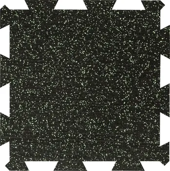 Rohožka Černo-zelená gumová podlahová deska (puzzle - střed) FLOMA FitFlo SF1050 - délka 50 cm, šířka 50 cm, výška 0,8 cm