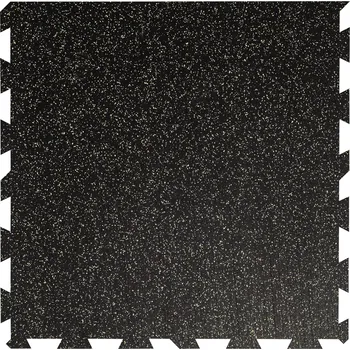 Rohožka Černo-žlutá gumová podlahová deska (puzzle - okraj) FLOMA FitFlo SF1050 - délka 100 cm, šířka 100 cm, výška 1,6 cm