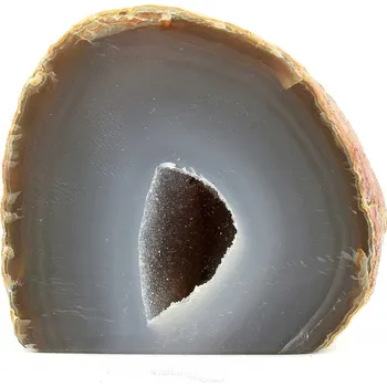 Přírodní kámen Achát šedá geoda s dutinou 261g (Brazílie)