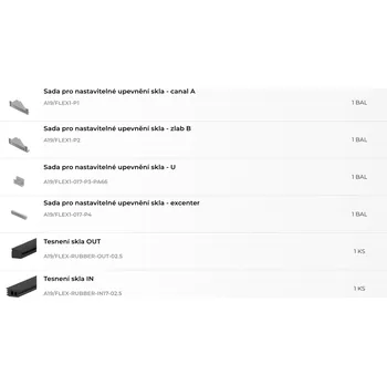 Zábradlí Hahn Steel Sada pro nastavitelné upevnění skla, pro sklo 16,76mm FLEX V délce (m): 2,5 m