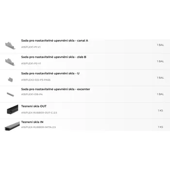 Zábradlí Hahn Steel Sada pro nastavitelné upevnění skla, pro sklo 21,52mm FLEX2 V délce (m): 2,5 m