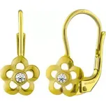 Zlaté dětské náušnice květinky Fiore s Brilliance Zirconia