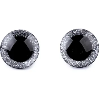 Pro Háčkování Oči bezpečnostní třpytivé stříbrné 25 mm Počet: 1 pár