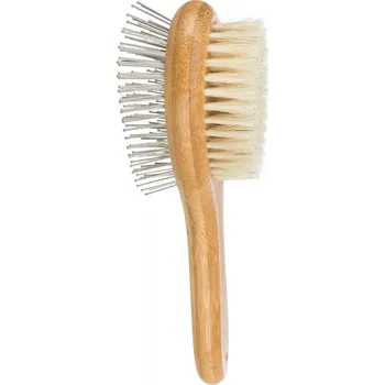 Kartáč pro zvířata Trixie Kartáč oboustranný, přírodní štětiny / drátěné štětiny, bambus velikost: 6 x 22 cm