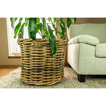 Vingo Velký ratanový koš kulatý Rozměry (cm): průměr 70 cm, v. 70 cm, výška opletu 61 cm