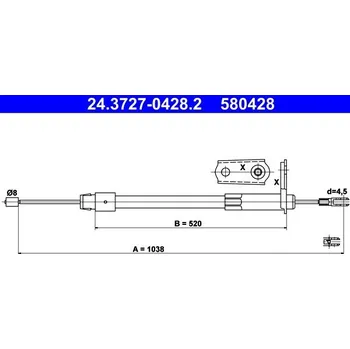 Lanko parkovací brzdy Tažné lanko, parkovací brzda ATE 24.3727-0428.2