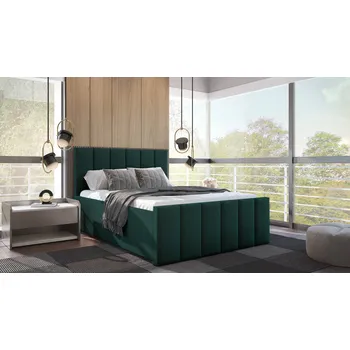 Postel SFAB Kontinentální čalouněná postel PESCARA (140x200 cm) Látka Velutto: Velutto 10 - Zelená