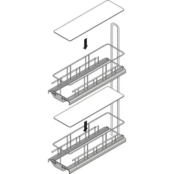 Čelní výsuv 90° Cargo IQ200/20cm/2patra/stříbrný