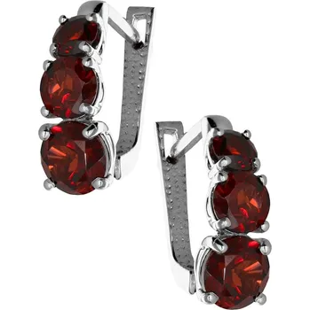 Náušnice Zlaton Náušnice bílé zlato s červenými kameny 1.8cm 3.75g 000480907240