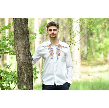 Pánská košile Pánská košile Matouš Barva: bílá, Velikost: S, Barva výšivky: barevná