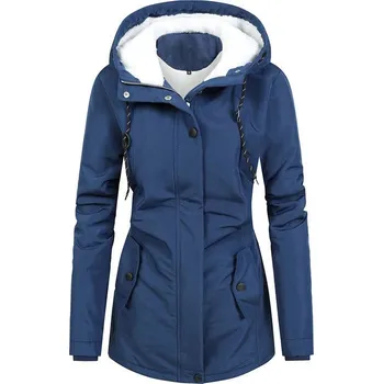 Dámská parka Dámská zimní parka s kožíškem uvnitř Barva: Nebeská, Velikost: M