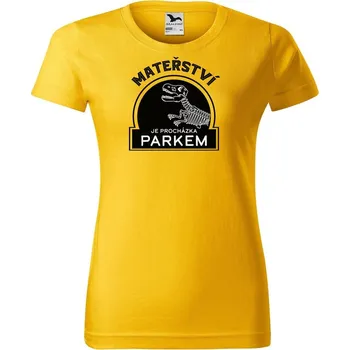 Dámské oblečení DOBRÝ TRIKO Dámské tričko s potiskem Mateřství je procházka parkem Barva: Žlutá, Velikost: XS