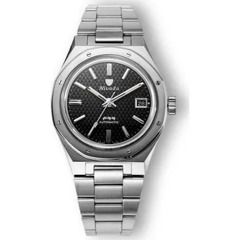 Hodinky Nivada Grenchen F77 Black Date 69000A77 - Bracelet + 5 let záruka a dárek ZDARMA