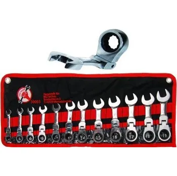 Sada krátkých ráčnových kloubových očkoplochých klíčů 8-19 mm, 12ks- Kraftmann