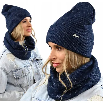 Čepice Fashionweek Dámská souprava čepice a šály SET-ALUR1 Barva: tmave modra, Velikost: Universal