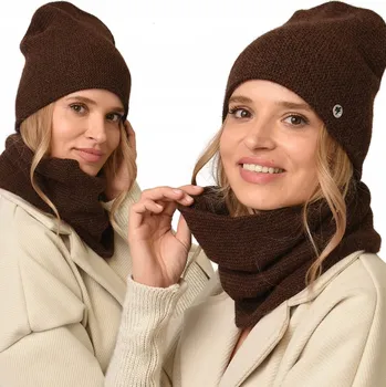 Čepice Fashionweek Dámská souprava čepice a šály SET-ALUR2 Barva: Hnědý, Velikost: Universal