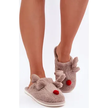 Dámské pantofle Dámské Pantofle S Motivem Sobů Sennalith Barva: Béžová, Velikost: 37