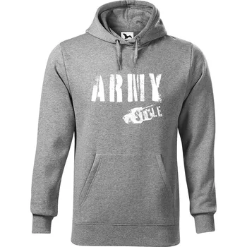 Pánská mikina DOBRÝ TRIKO Pánská mikina s potiskem ARMY style Velikost pánské mikiny: 5XL, Barva: Tmavě šedý melír