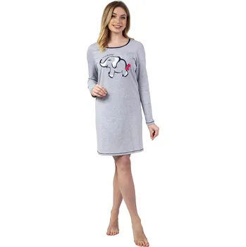 Dámská noční košilka 142 Šedá s potiskem - REGINA šedá s potiskem XXL