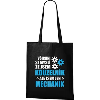 DOBRÝ TRIKO Bavlněná taška s potiskem Kouzelník mechanik Barva: Černá