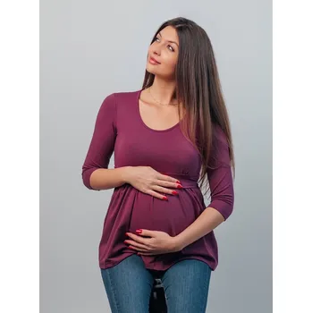 Těhotenská móda Mama L'amour Elegantní těhotenská a kojící halenka 3v1 Hanna fuchsie v modalové úpravě Velikost: 2XL