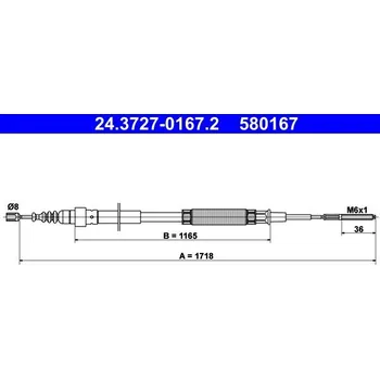 Lanko parkovací brzdy Tažné lanko, parkovací brzda ATE 24.3727-0167.2