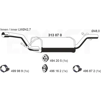Tlumič výfuku Střední tlumič výfuku ERNST 313070