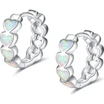 Stříbrné kroužky BÍLÉ OPÁLOVÉ SRDÍČKA Ag 925; ≤3,5 g.