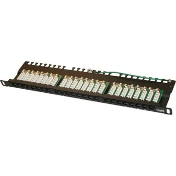 Patch panel XtendLan Patch panel 19", 0.5U, 24 portů RJ-45, Cat6, černý, LSA XL-PP19-24U6-U