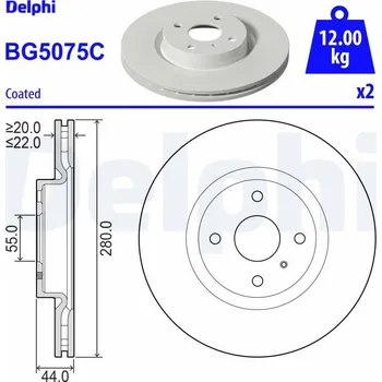 Brzdový kotouč Brzdový kotouč DELPHI BG5075C