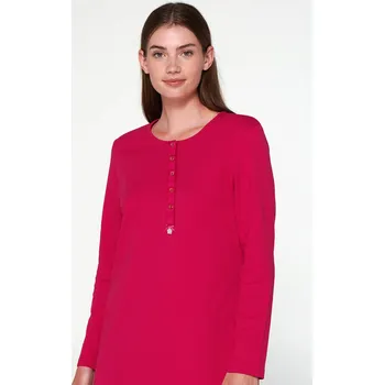 Vamp - Bavlněná noční košile s knoflíky 21935 - Vamp red berry xl