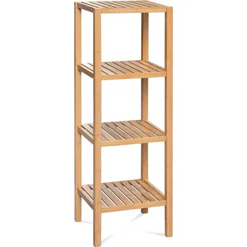 Knihovna Vikio Regál 4 police masiv bambus přírodní odstín ARL106-4