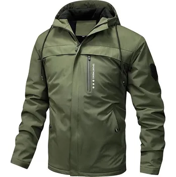 Pánský kabát Zimní bunda na hory, zateplená s kapucí Barva: Zelená, Velikost: S