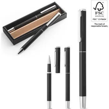 STRICKER Sada válečku a kuličkového pera z hliníku s klipem LEAH Barva: černá