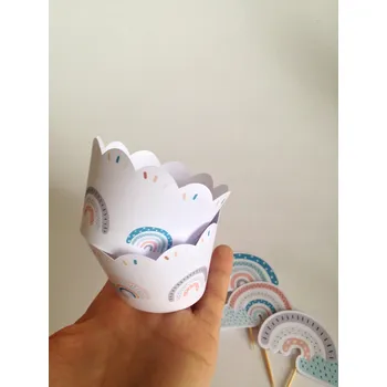 Košíčky na muffiny, papírové košíčky, duha BOHO RAINBOW