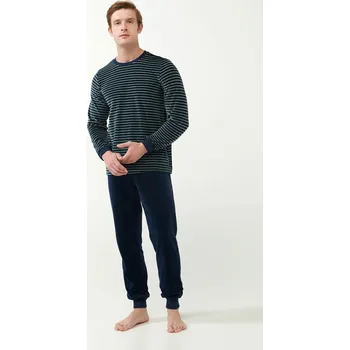 Pánské pyžamo Vamp - Sametové pánské pyžamo s manžetami 21961 - Vamp blue eclipse L