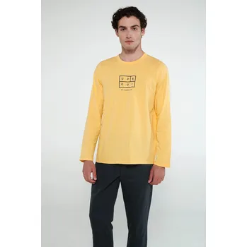 Pánské pyžamo Vamp - Pyžamo s dlouhými rukávy 19921 - Vamp yellow flax xl