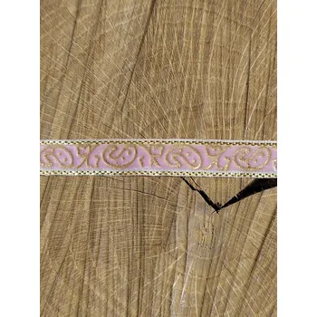 Stuha Sametová stuha šíře 10 mm barva pudrová a zlatá