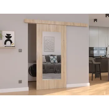 Interiérové dveře Posuvné dveře se zrcadlem Nela - 96 cm s tlumeným dojezdem Barva: dub Sonoma