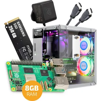 Stolní počítač Sada s Raspberry Pi 5 (8GB RAM), Pironman 5, 250GB SSD + příslušenství