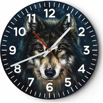 Hodiny Kuchyňské nástěnné hodiny 30x30 Vlk Moderní skleněné hodiny do obýváku Tiché