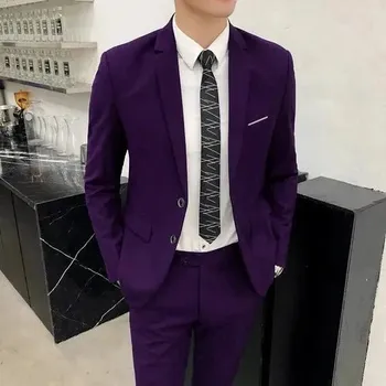 Pánský oblek Pánský formální oblek MC121 Velikost: L, Barva (Varianta): Sada 2 ks fialová