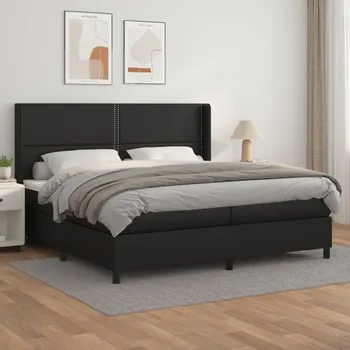 Postel vidaXL Box spring postel s matrací 200x200 cm umělá kůže [3132459] Barva: Černá