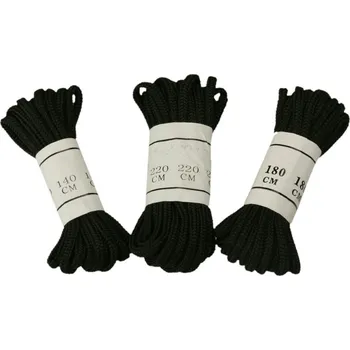 Tkaničky do bot Tkaničky do bot černé velikost: délka 110cm PES (Tkaničky určené pro vojenskou polní obuv, vyrobeny z polyesteru v plochém provedení. Tkaničky určené pro všechny typy obuvi, v oválném provedení. )