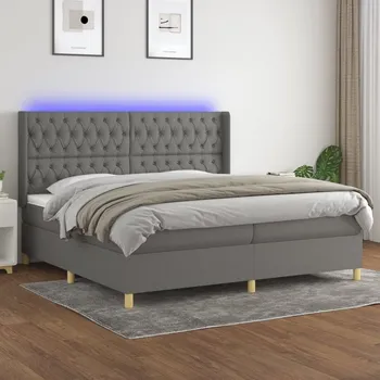 Postel vidaXL Box spring postel s matrací a LED 200x200 cm textil [3139147] Barva: Tmavě šedá