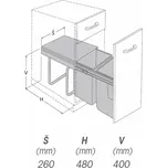 Koš odpadkový K30 1x20l/1x10l/čelní/šedý
