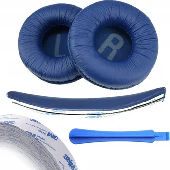 SADA NÁUŠNÍKŮ + HLAVOVÝ MOST + HOUBIČKY / NÁHRADNÍ PADY PRO JBL T600 E35 500BT T450 MODRÉ
