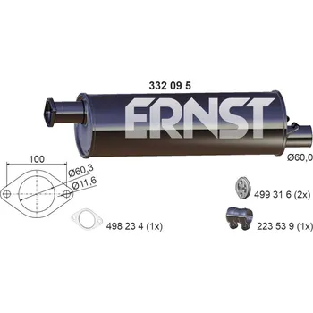 Tlumič výfuku Střední tlumič výfuku ERNST 332095