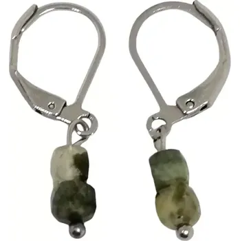 Náušnice Prehnitové naušnice z korálků cca 5 mm s ocelí