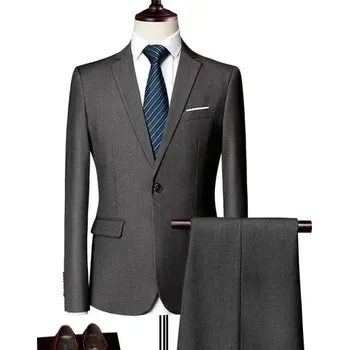 Pánský oblek Luxusní oblek na ples MC470 Velikost: L, Barva (Varianta): Sada 2 ks šedá